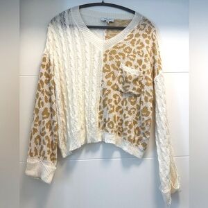 Gilli Knit Top Oversized Soft Sweater Animal Print Color Block NWOT